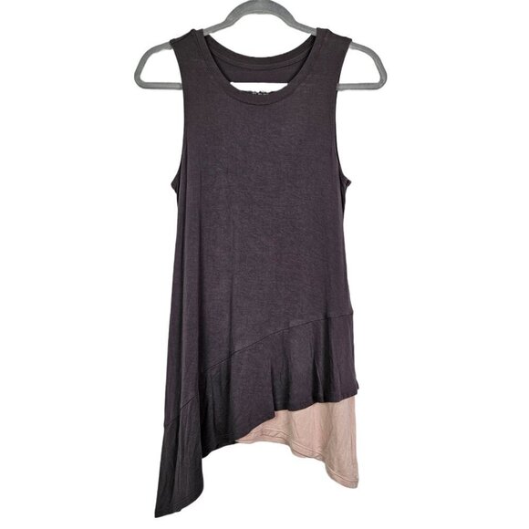 LOGO Lori Goldstein Gray/Pink Asymmetrical Layered Hem Tank XS A263229 - Picture 1 of 6